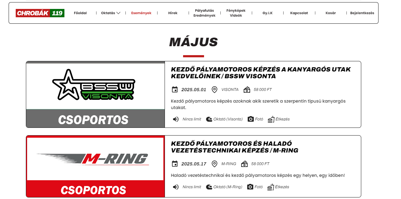 ÚJ ESEMÉNYEK
